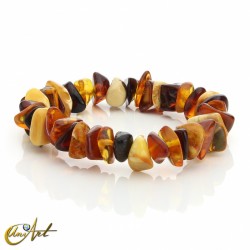 Elastic Baltic amber bracelet, Multicolor