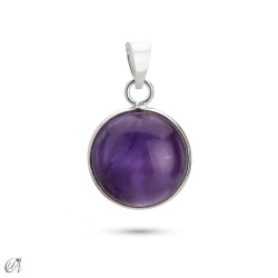 Basic Round Amethyst and Silver Pendant