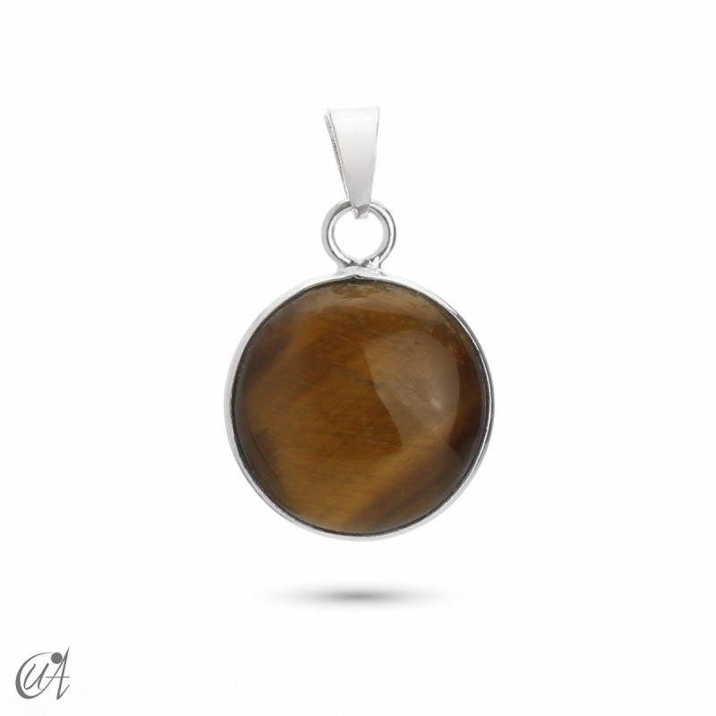 Basic Round Tiger Eye and Silver Pendant