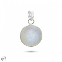 Basic Round Moonstone and Silver Pendant