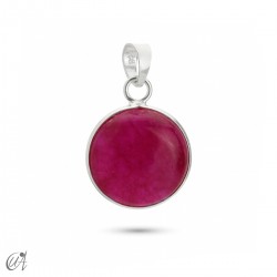 Basic Round Ruby and Silver Pendant
