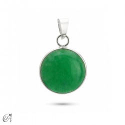 Basic Round Green Sapphire and Silver Pendant