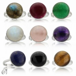 925 Silver ring with natural stone, basic round model