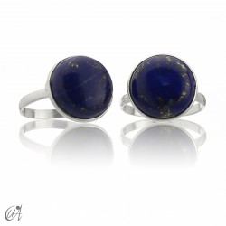 Lapis lazuli, round basic sterling silver ring