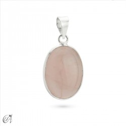 Basic oval rose quartz and silver pendant