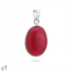 Basic oval ruby and silver pendant