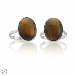 Basic oval ring, 925 silver with tiger eye