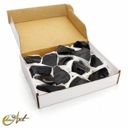 Caja de un kilo de Obsidiana Negra en bruto