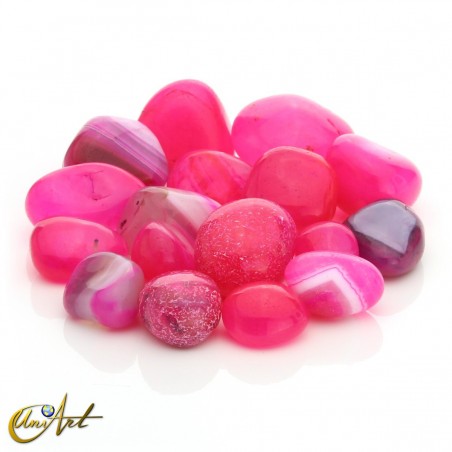 Pink agate tumbled stones in packet of 200 grs