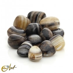 Black Banded Agate, 200 Grams of Tumbled Stones