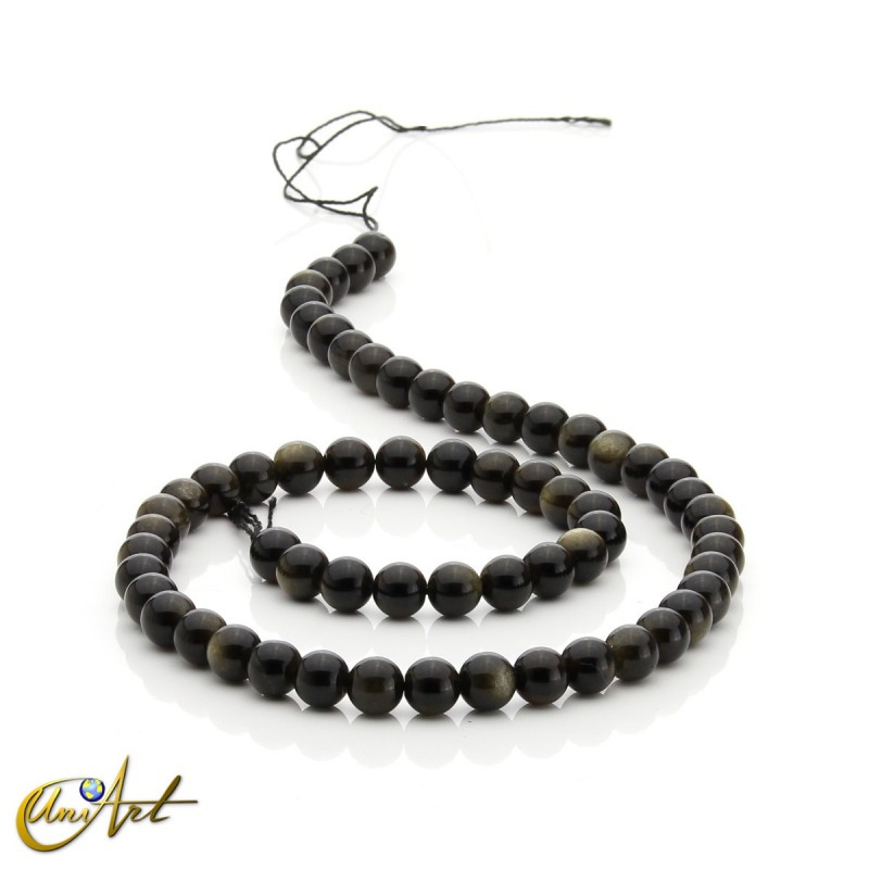 Golden Obsidian - 6 mm round beads threads