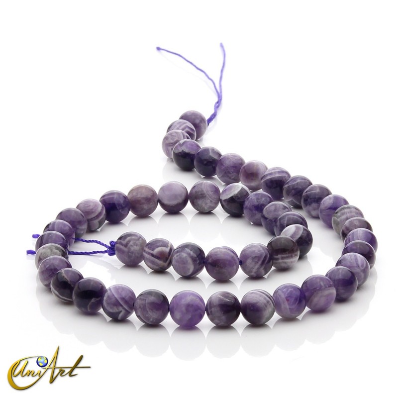 8 mm Banded amethyst round beads