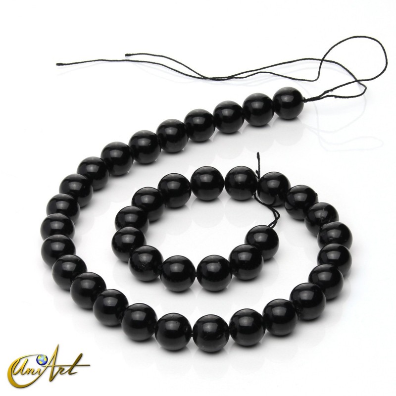 Cuentas de turmalina negra, 10 mm