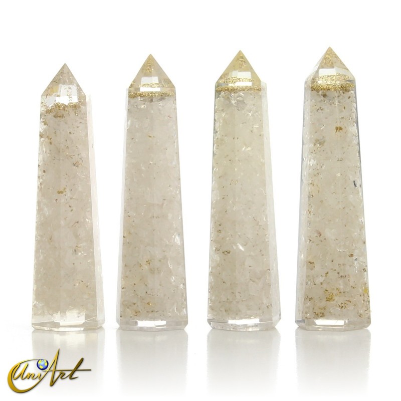 Orgonite in pointed shape, 10 cm - cristal quartz