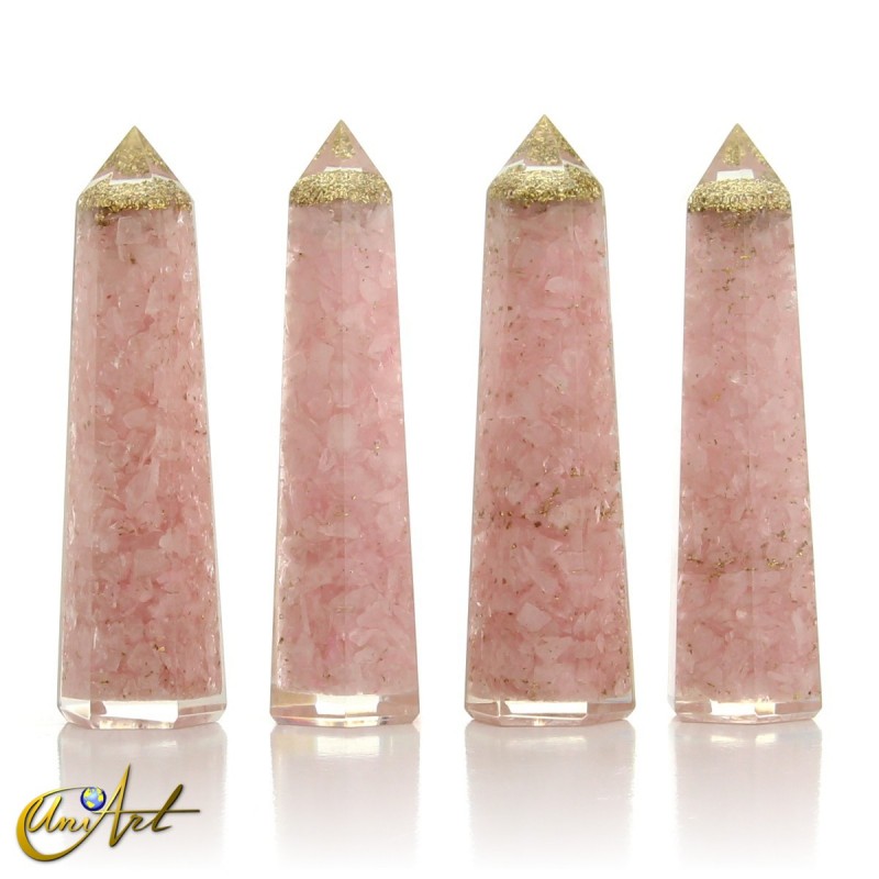 Orgonite in pointed shape, 10 cm - rose quartz