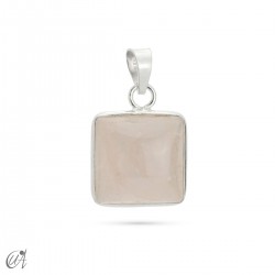 925 silver basic square pendant with natural rose quartz