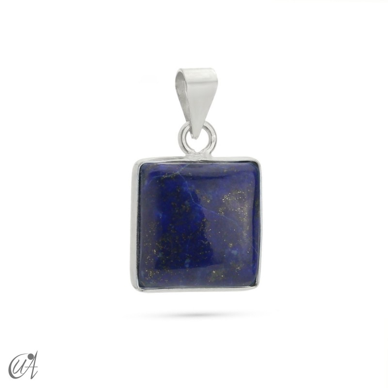 925 silver basic square pendant with natural lapis lazuli