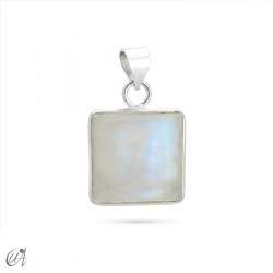 925 silver basic square pendant with natural moonstone