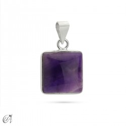 925 silver basic square pendant with natural amethyst