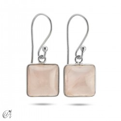 Rose quartz square model earrings in silver