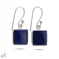 Lapis lazuli square model earrings in silver