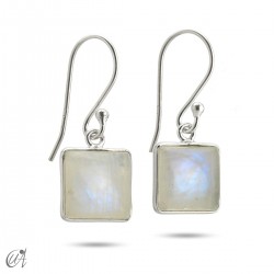 Moonstone square model earrings in silver