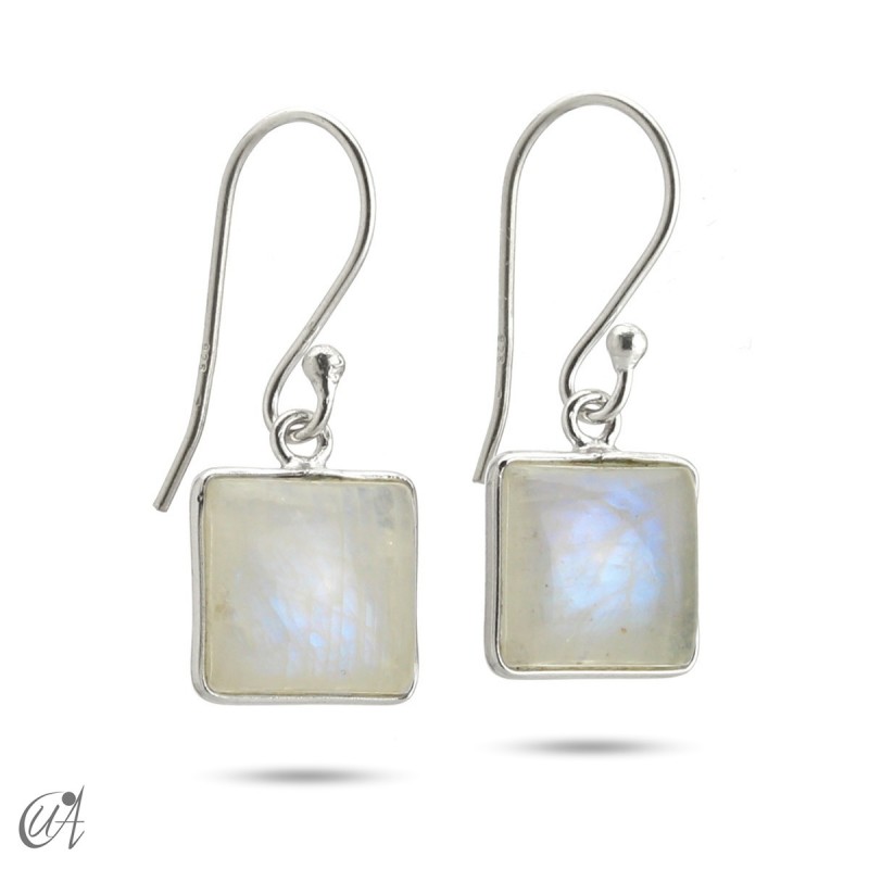 Moonstone square model earrings in silver