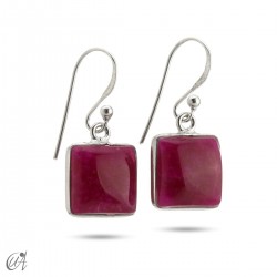 Ruby square model earrings in silver