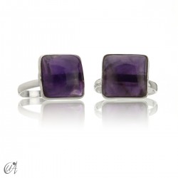 Amethyst and silver basic square model ring