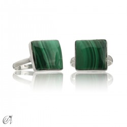 Malachite and silver basic square model ring