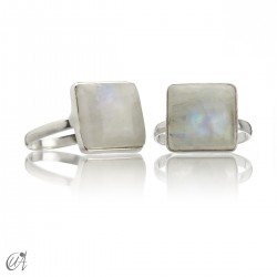 Moonstone and silver basic square model ring