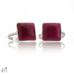 Ruby and silver basic square model ring