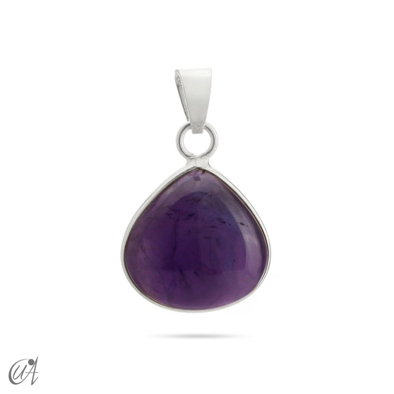 Basic pear pendant with sterling silver and amethyst