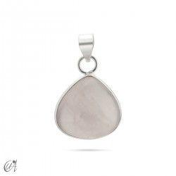 Basic pear pendant with sterling silver and rose quartz