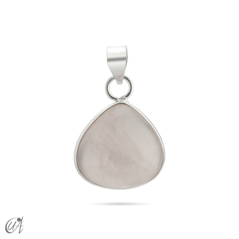 Basic pear pendant with sterling silver and rose quartz