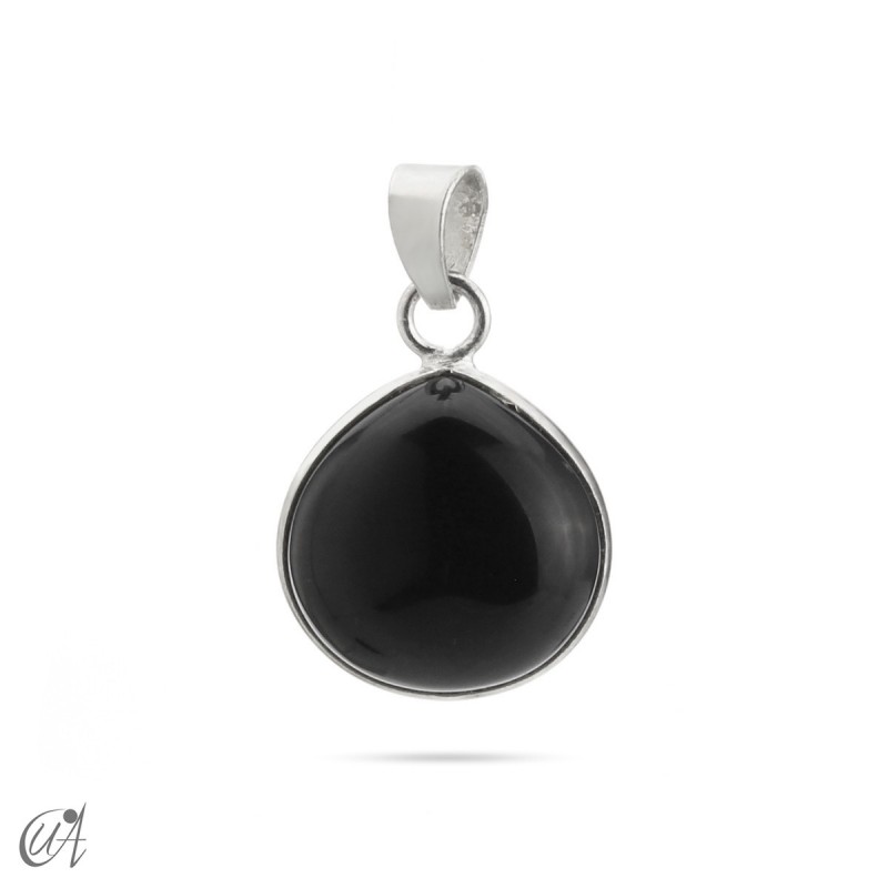 Basic pear pendant with sterling silver and black onyx