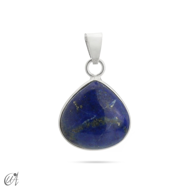 Basic pear pendant with sterling silver and lapis lazuli
