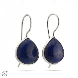 Earrings in silver and lapis lazuli, basic pear model