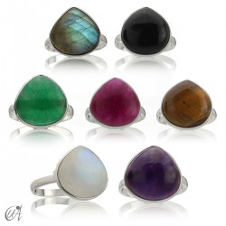 Ring in silver and gemstone, basic pear model