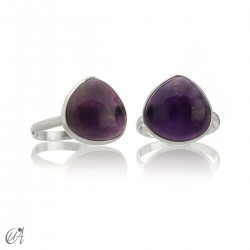 Ring in silver and amethyst, basic pear model