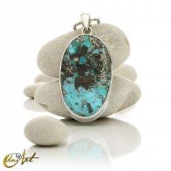 Turquoise oval - 925 silver pendant - model 9
