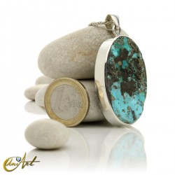 Turquoise oval - 925 silver pendant - model 9