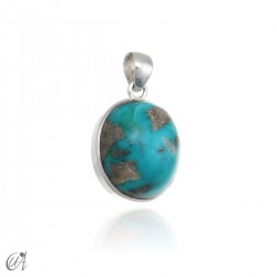 Turquoise oval - 925 silver pendant - model  2