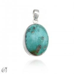 Turquoise oval - 925 silver pendant - model  4