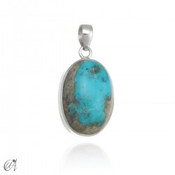 Turquoise oval - 925 silver pendant - model 7