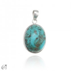 Turquoise oval - 925 silver pendant - model 8