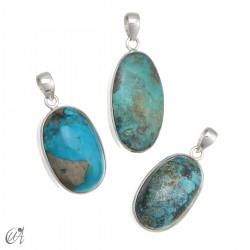 Set of 3 turquoise pendants in sterling silver - set 2