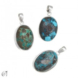 Set of 3 turquoise pendants in sterling silver - set 3