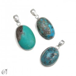 Set of 3 turquoise pendants in sterling silver - set 4