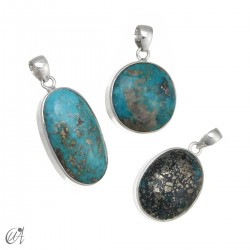 Set of 3 turquoise pendants in sterling silver - set 5